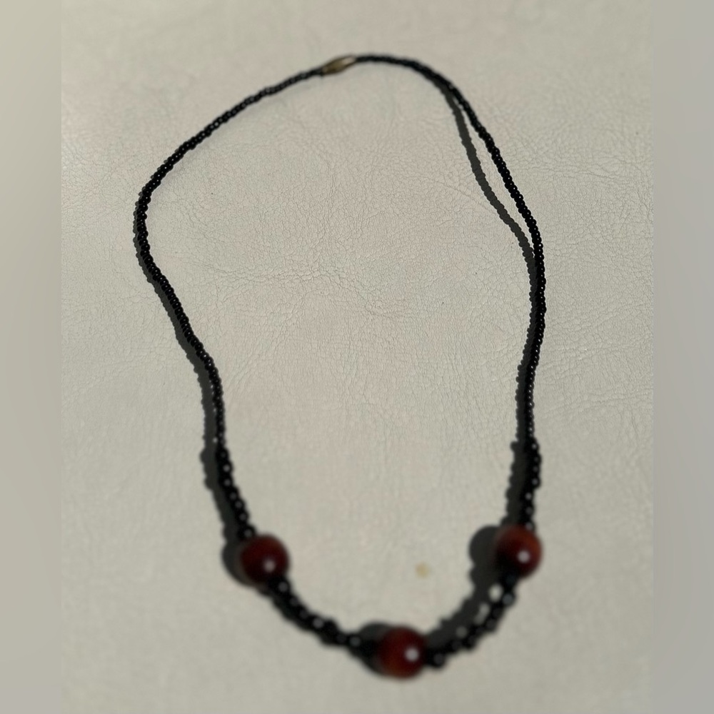 💯 Authentic West African Beaded Necklace 15”L